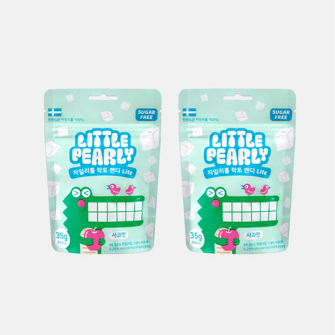 리틀펄리 유아 어린이 자일리톨 장유산균 무설탕 캔디 라이트 사과맛, 2개, 35g