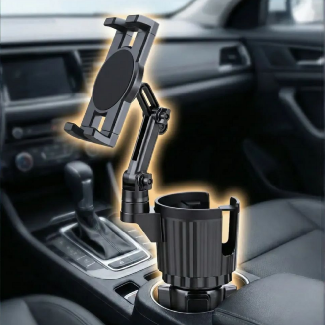 플로안느 태블릿거치대 차량용 컵홀더 폴드 아이폰, 블랙, 1개