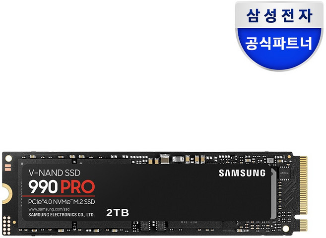 삼성전자 990 PRO M.2 NVMe PCIe4.0 SSD, 2TB, MZ-V9P2T0BW[나사증정]