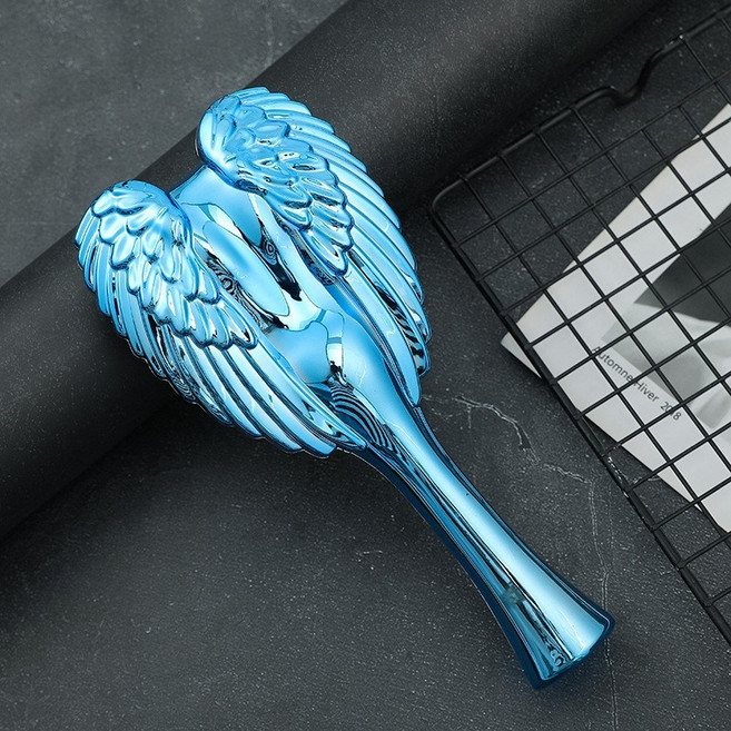 천사 날개 휴대용 헤어 브러쉬 미용 빗, 레이크 블루색, 1개