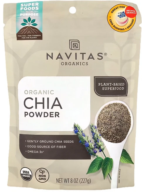 나비타스 오가닉스 치아 분말 식물성 오메가3 섬유소 227g 1통 치아씨앗가루, 1개 - 쿠팡