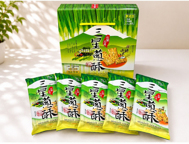 康成 三星蔥酥禮盒 宜蘭名產 台灣製造, 100g, 5個