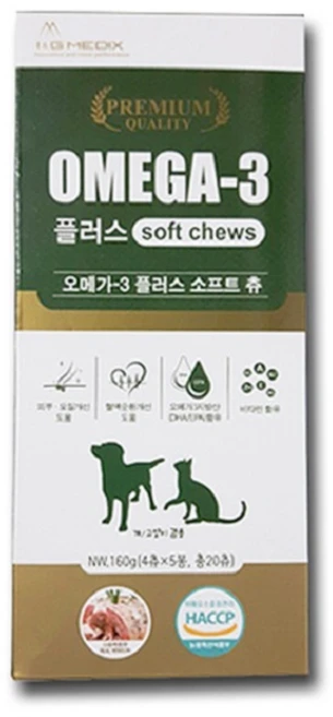 오메가3플러스 소프트츄 강아지영양간식, 160g, 반려동물 간식 오메가3 플러스 소프트 츄, 1개 - 쿠팡