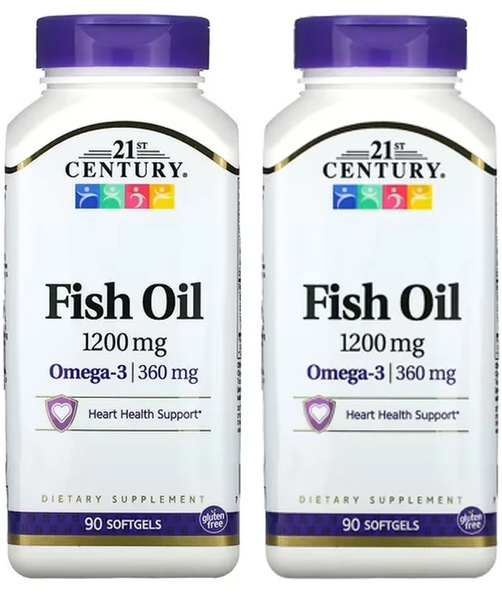 21st Century 21세기 센트리 피쉬 오일 1 200mg 소프트젤 90정 1+1 EPA DHA 오메가3 포화지방 불포화지방 함유, 2팩 - 쿠팡