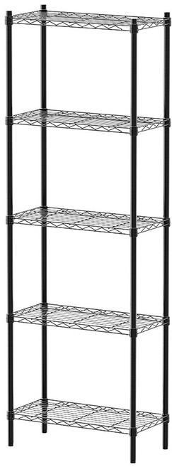 dayneeds 輕型 60x30x180公分 波浪架-鎖管 三色可選, 黑色, 5 Tiers