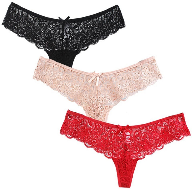 AWAY 로맨틱 섹시 망사 티팬티 3P세트