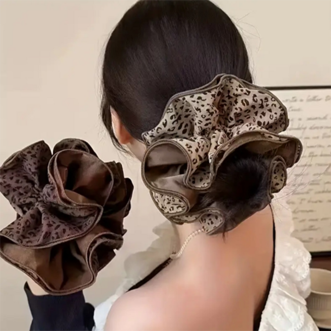 공주마마 레오파드2단프릴곱창머리끈2개한세트