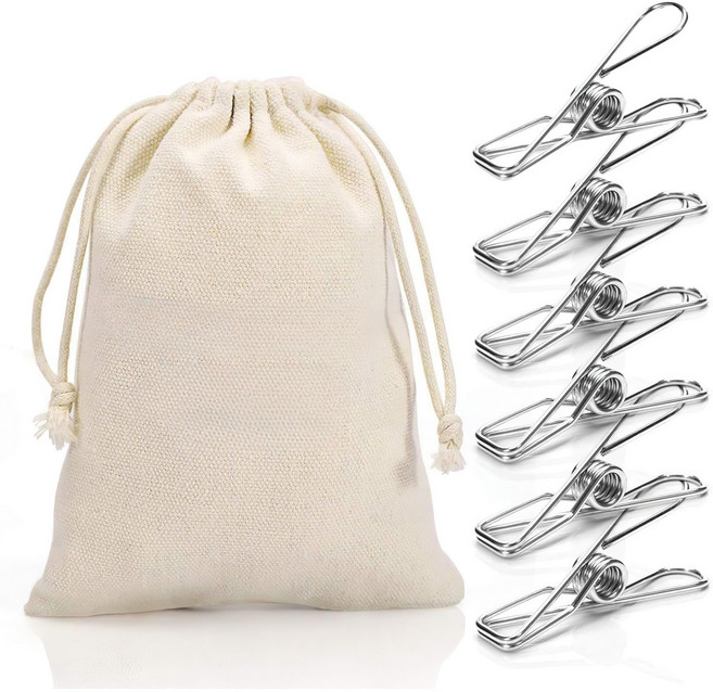 스텐 집게 빨래집게 강력 바람막이 양말 집게 다용도 빨래집게, 40개, 은색. 은빛.