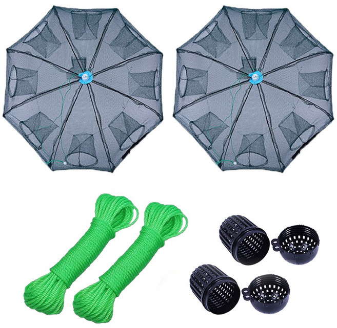 더놀자 8구 통발 10m 로프 미끼통 세트, 2개