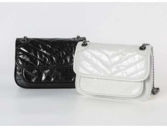 클래식 소가죽 퀼팅 크로스백(중)