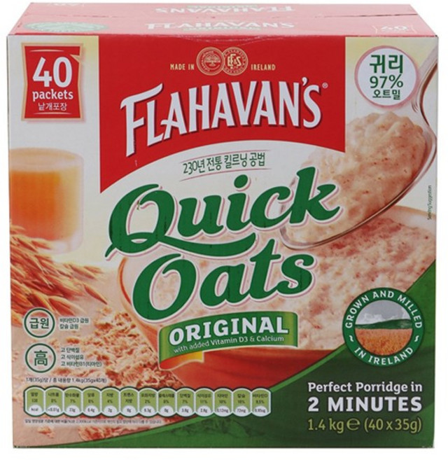 플라하반 퀵 오트밀 오리지날 시리얼, 1.4kg, 1개