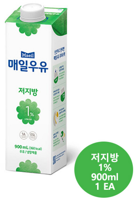 매일우유 오리지널 저지방1% 우유 900ml 1개