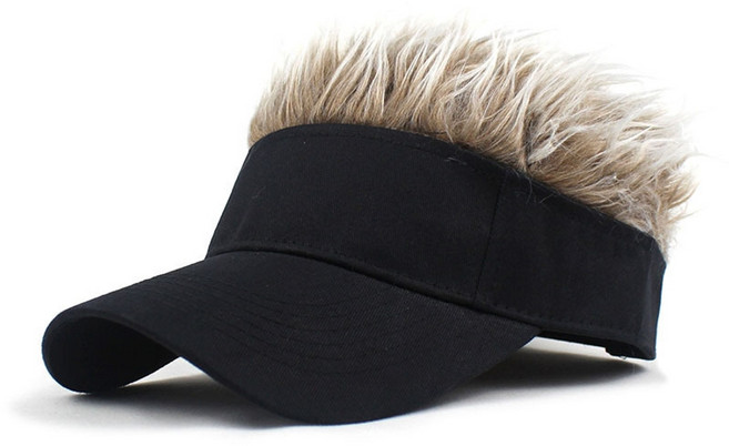 머리카락달린모자 가발 머리카락 모자 스포츠 낚시, 화이트브라운, 1개