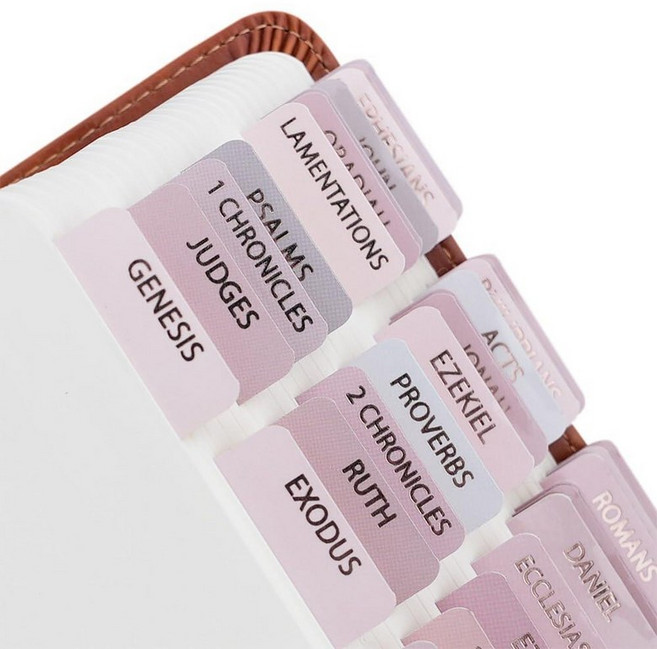 Idyllic Grace 성경 탭 로즈 골드 호일 레터링 공부 도구 저널링 구약 신약 기독교 가톨릭 외경 색인 90개의 광택 라미네이트 내구성 229830, Elevated