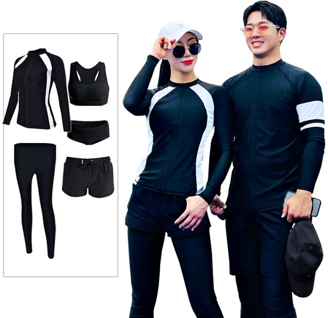 서프라이더 남녀 집업래쉬가드 상하의 5종 세트 /빅사이즈(3XL까지) /커플래쉬가드 /여성5종 남성4종 세트