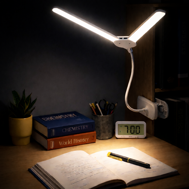 젤루뚝 led 스탠드 집게 조명 충전용, 화이트