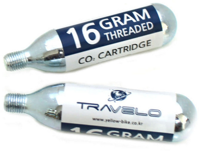 TRAVELO CO2 카트리지(16g)/자전거 휴대용 펌프, 1개