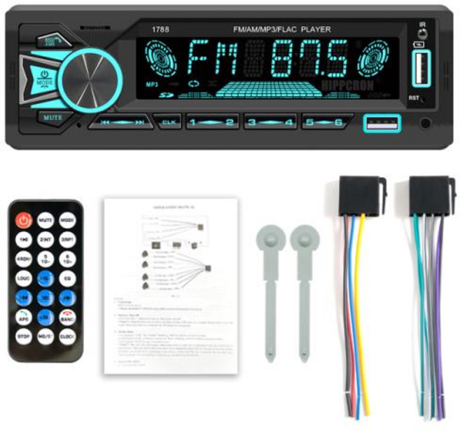 안드로이드 올인원 오토 SINOVCLE 자동차 라디오 1din Srereo 블루투스 MP3 플레이어 FM 리시버 리모컨 AUX USB TF 카드 포함 대시 키트, 1) Only Radio, 1개