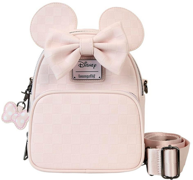 Loungefly 미니 마우스 체크 무늬 텍스처 컨버터블 백팩 배낭 가방 및 크로스백 560114, Loungefly 미니 마우스 체크 무늬 텍스처 컨버터