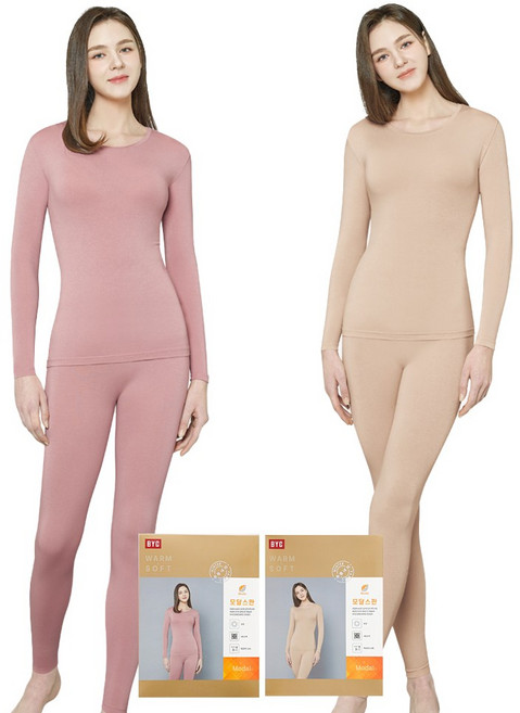BYC 여성 모달 동내의 보온메리 긴팔 내복 상하 세트 JHB8431