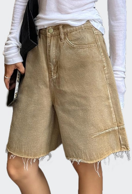 퀸앤조이 라이사 빈티지 워싱 컷팅 5부 반바지