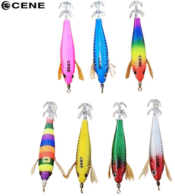 세네 라이트 에기 7개1세트 / 카포스 문어 쭈꾸미 갑오징어에기 CENE 쎄네 레이저 수평에기, 혼합_7개, 1세트, 7.6g