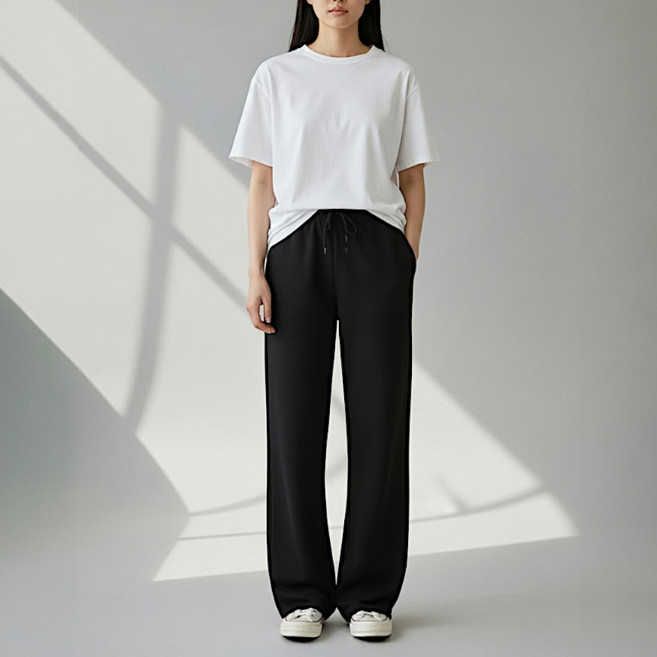 코코라벨라 여성 기본 트레이닝 밴딩 와이드 일자 팬츠