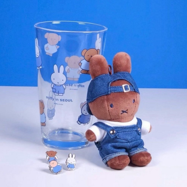 미피 데님 인형 키링 보리스 멜란지 봉제 가방 참 캐릭터 한정판 선물용, 1개, 02, 15cm