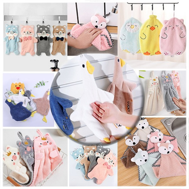 보들보들 초극세사 동물 핸드타올 귀여운 핸드타월 22종 주방 욕실 세면대 수건, 20. 핑크시바