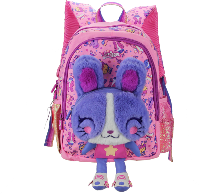 Smiggle 호주 스미 글 원래 책가방 여자 핑크 토끼 배낭 귀여운 모델링 가방 캐주얼 가방 14 인치