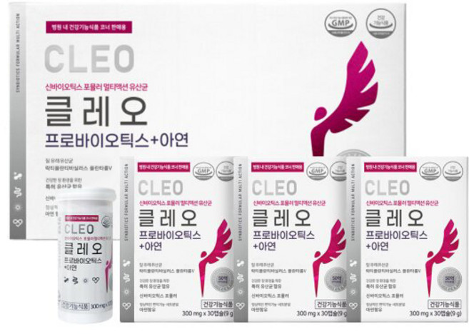 여성 질 유래 특허 유산균 병 원 코너판매 클레오 신바이오틱스 프로바이오틱스+아연 1개월[원산지:상..., 30정, 3개
