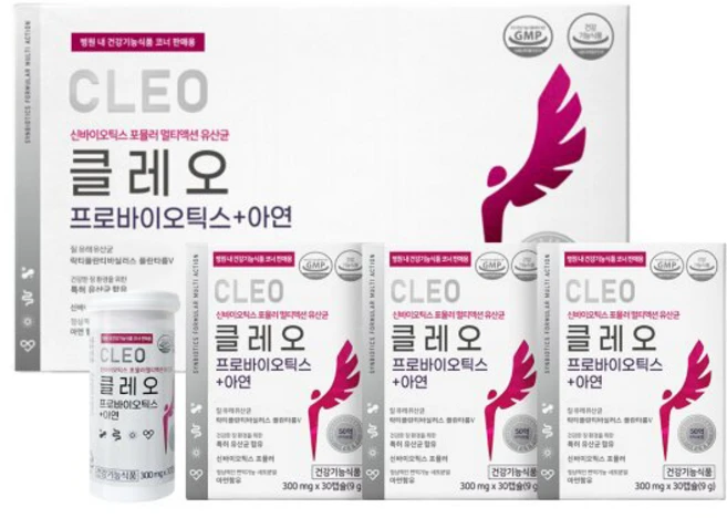 여성 질 유래 특허 유산균 병 원 코너판매 클레오 신바이오틱스 프로바이오틱스+아연 1개월[원산지:상..., 30정, 3개 - 쿠팡