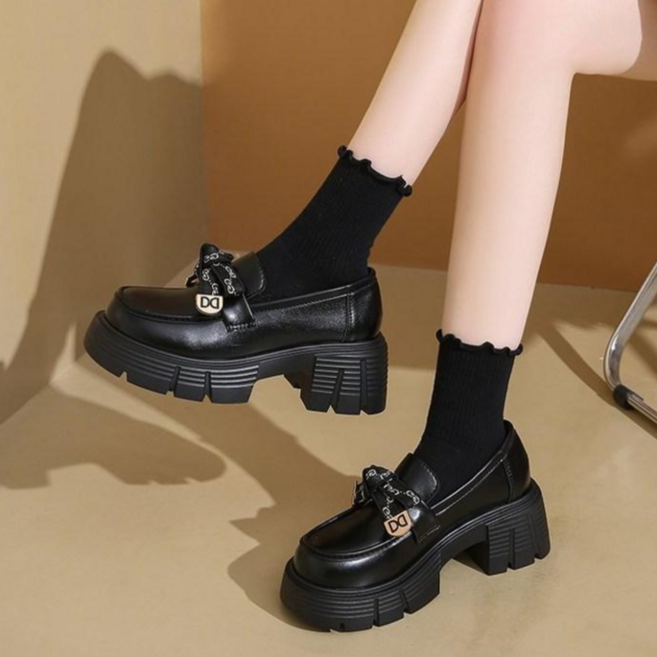 힐슈빌 발편한 통굽 로퍼 구두 키높이 청키 여성 단화 U6-524