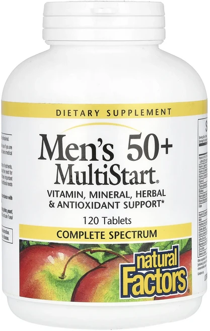 단백질 비타민 철분 마그내슘 칼슘 Natural Factors 50세 이상 남성용 MultiStart 120정 고루고루섭취해주세요, NaturalFactors50세이상남성용MultiSta, 1개 - 쿠팡