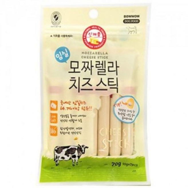 바우와우 모짜렐라 치즈스틱 70g 강아지간식, 5개