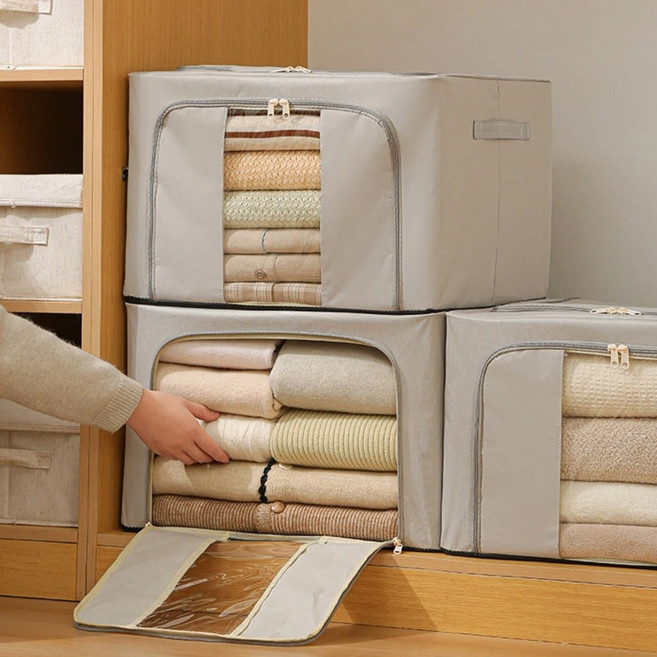 모아봐 프리미엄 옥스포드 천 와이어 리빙박스, 2개, 회색