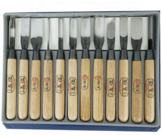 조각도세트/ 조각칼 목공칼, 12P손끌세트-하드케이스(특)세트