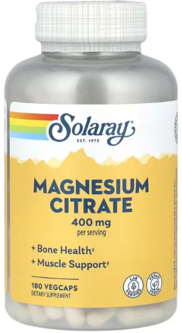 솔라레이 마그네슘시트레이트 400mg 베지 캡슐 180정(캡슐당 133mg), 1개, 180정 - 쿠팡