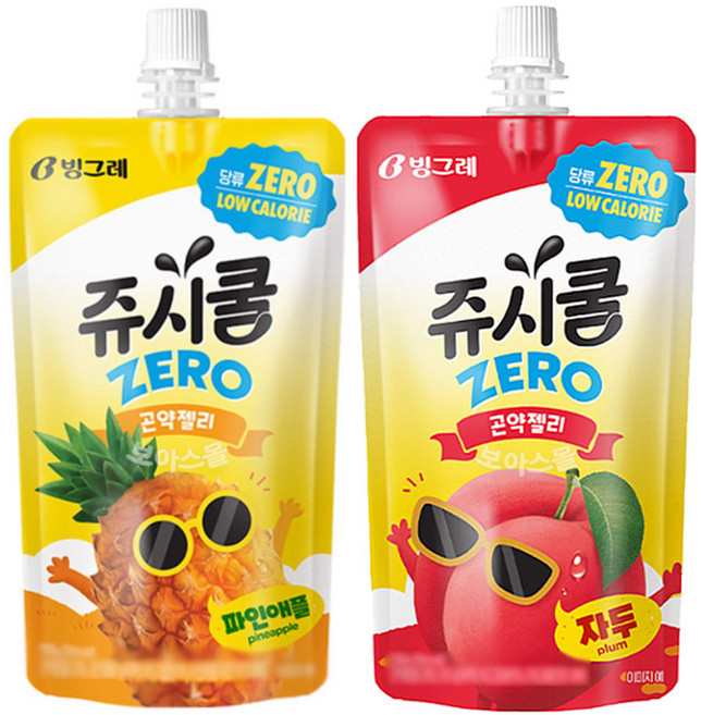 [보아스몰] 빙그레 쥬시쿨 제로 곤약젤리 130g 자두 10개 + 파인애플 10개 (총 20개)