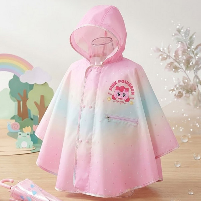 유아 아동 레인코트 망토형 판초 어린이집 등원룩 방수 우비 여아 우의