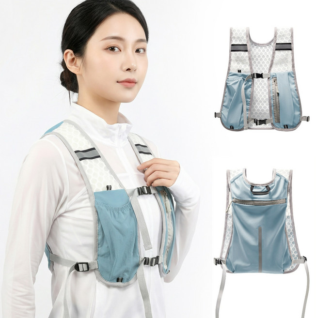 ROYAI ONE 초경량 스포츠 등산가방 아웃도어 경량 등산 조끼 베스트 러닝조끼, 파랑