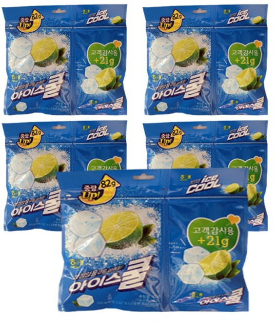 해태제과 아이스쿨껌 리필껌 츄잉껌, 103g, 5개