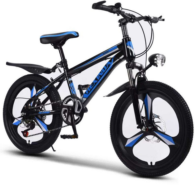 HXD 兒童自行車 變速山地自行車, 1個, 碟剎黑藍變速一體輪22寸適合身高135-155厘米