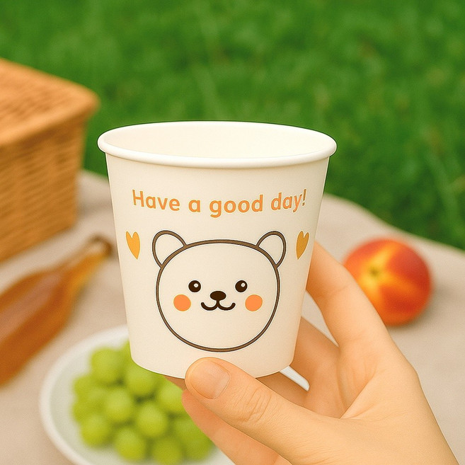 탑페이퍼 6.5온스 인쇄 곰돌이 종이컵 180ml, 1박스, 1000개입