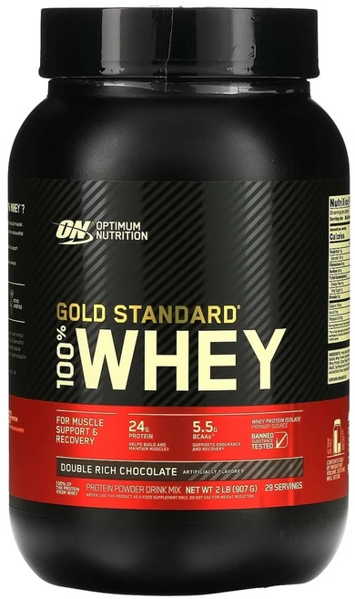 옵티멈 뉴트리션 Gold Standard 100% 분리 유청 단백질 더블 리치 초콜릿 907g (2lbs), 1개 - 쿠팡