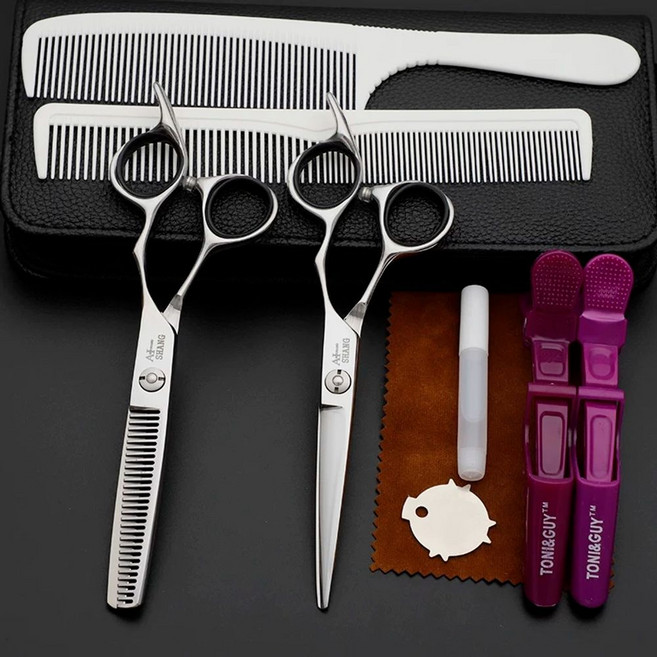 애견 미용가위 전문가용 셀프 흑조 숱 커브숱 숱가위 손질 곡선, 1개, U. 실버 세트 6.0 일반 + 6.0 톱니 25