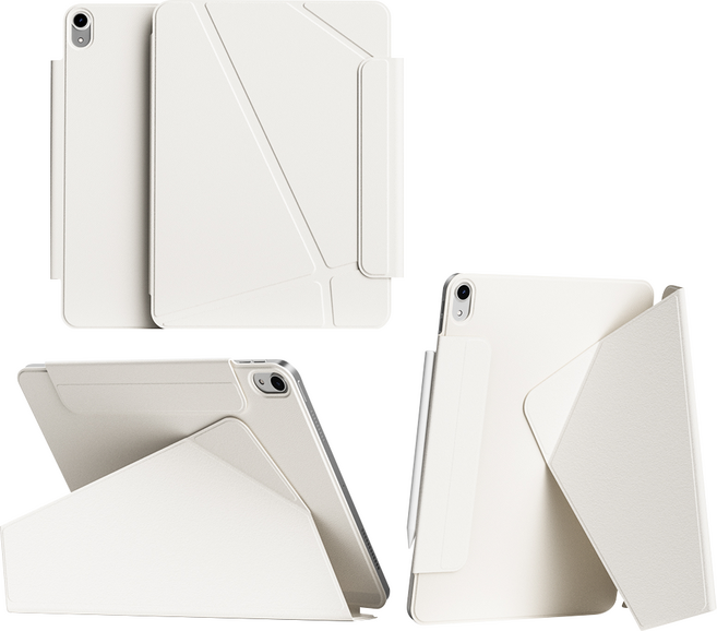 케노 아이패드 마그네틱 폴리오 애플펜슬 수납커버 스탠딩 케이스, 크림, 1개
