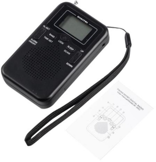 휴대용 미니 아날로그 라디오 효도 등산 캠핑 핸드 헬드 AM FM 2 밴드 스테레오 포켓 수신기 LED 디스플레이 스피커 알람 시계, 1)EU version