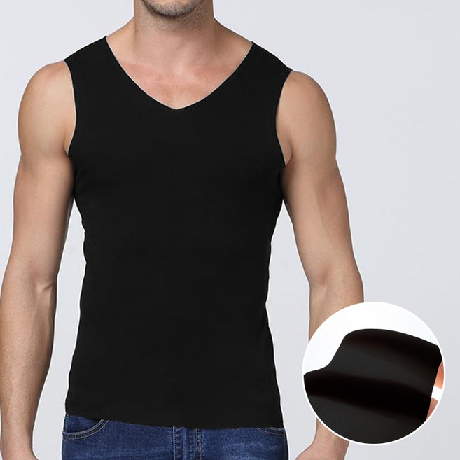 패션파트너 쿨링 냉감 아이스 이너웨어 V넥 슬림핏 민소매 나시 무봉제 심리스 런닝 2XL~4XL