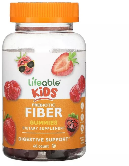 라이퍼블 키즈 프리바이오틱 파이버 구미 내추럴 베리 Lifeable Kids Prebiotic Fiber Gummies Natural Berry 60정, 1개 - 쿠팡